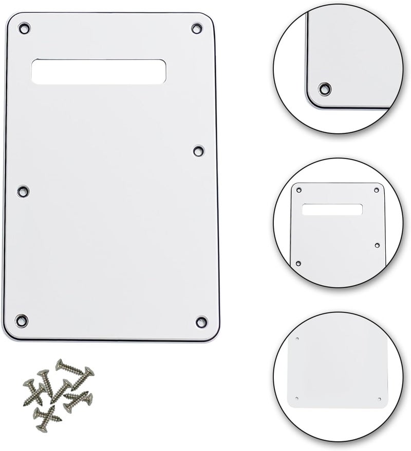 phrilam Store 6 Holes Guitar Back Plate Cavity Cover Pickguard for Fender Standard Stratocaster Strat ST Modern Style Electric Guitar,White 3ply - Image 2